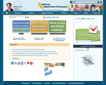 California Department of Insurance Web page