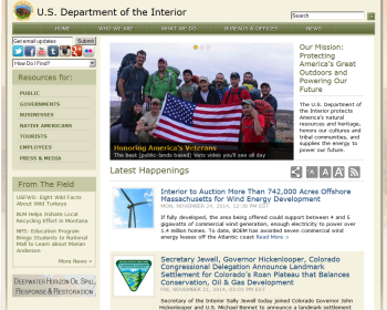 US Department of the Interior Web page