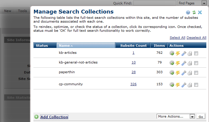 Manage Search Collections