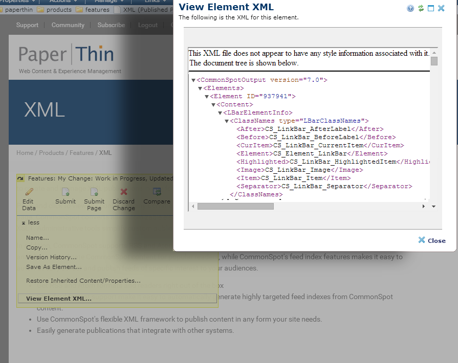 View Element XML