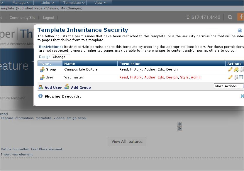 Template Inheritance Security - Change